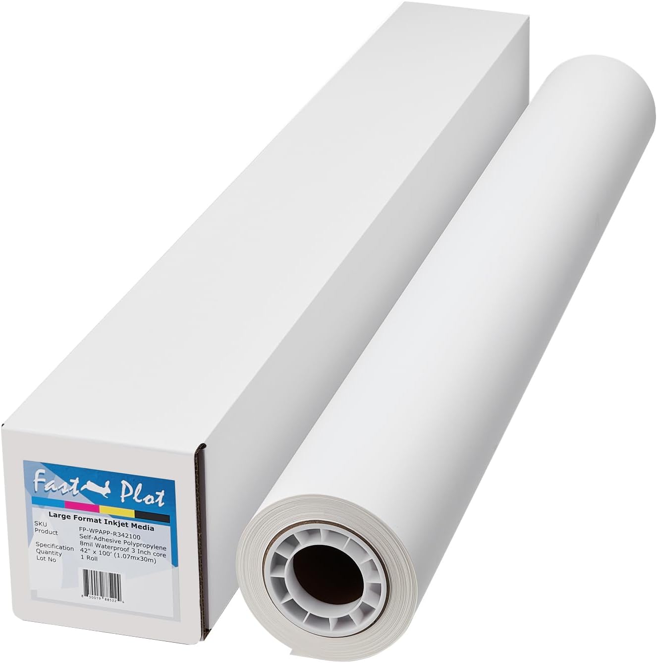 FastPlot Self Adhesive Polypropylene Banner 8 mil WP - 42inch x 100ft Roll - 3inch core