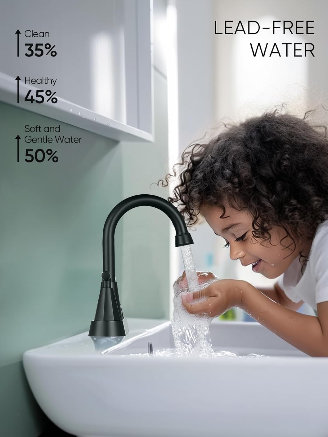 Cobbe Bathroom Faucets for Sink 3 Hole, 4 Inch with Pop Up Drain and 2 Supply Hoses, 2 Handle Centerset Bathroom Faucet for Sink Vanity, Midnight Black Matte