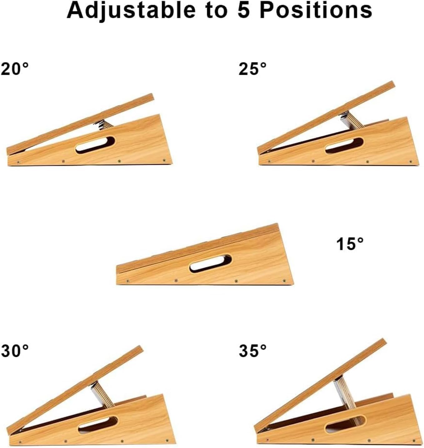 StrongTek Professional Wooden Slant Board, Adjustable Incline Board, and Calf Stretcher, Stretch Board - Extra Side-Handle Design for Portability, Full-Coverage