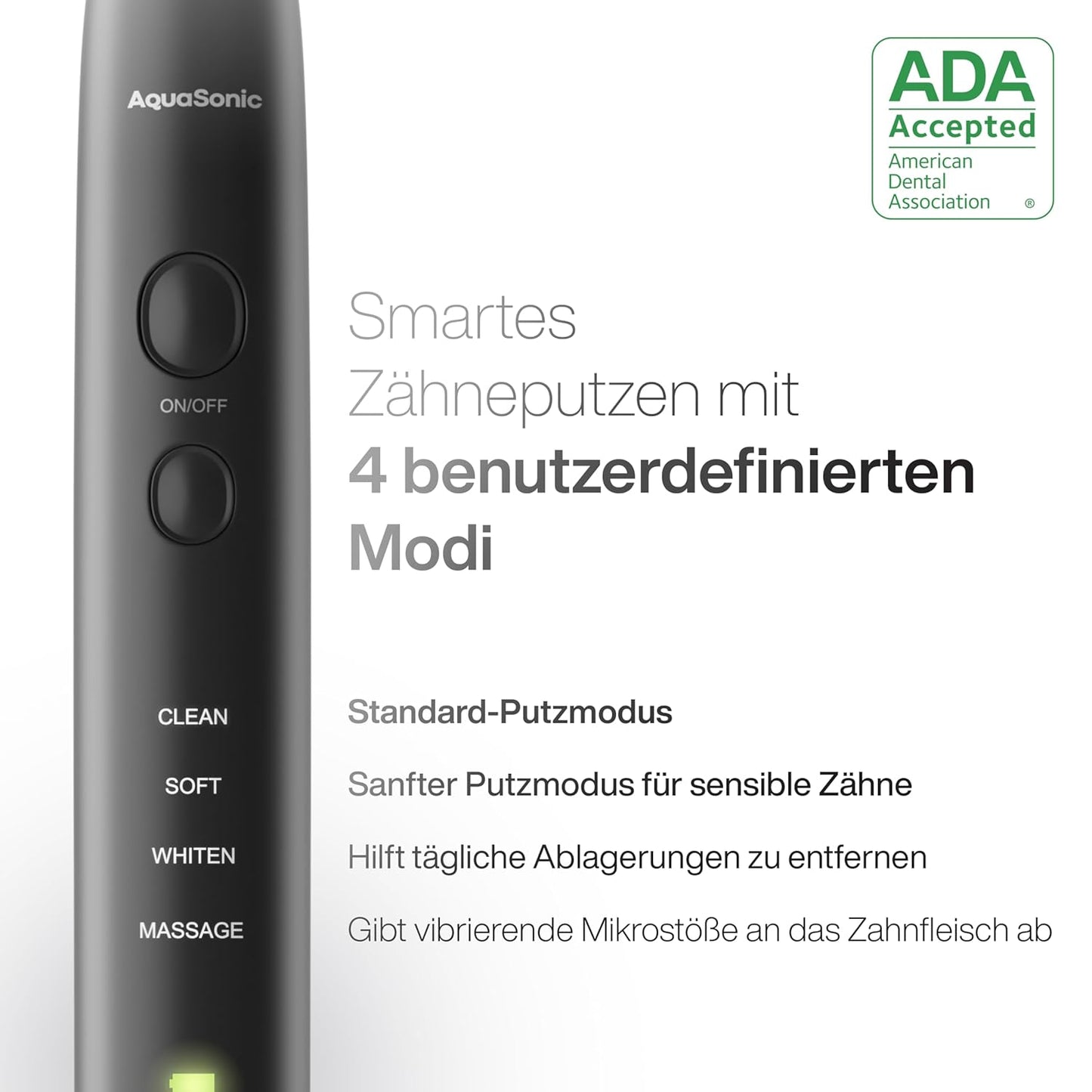 Aquasonic Black Series Ultra Whitening Toothbrush – ADA Accepted Electric Toothbrush- 8 Brush Heads & Travel Case – 40,000 VPM Electric Motor & Wireless Charging - 4 Modes w Smart Timer