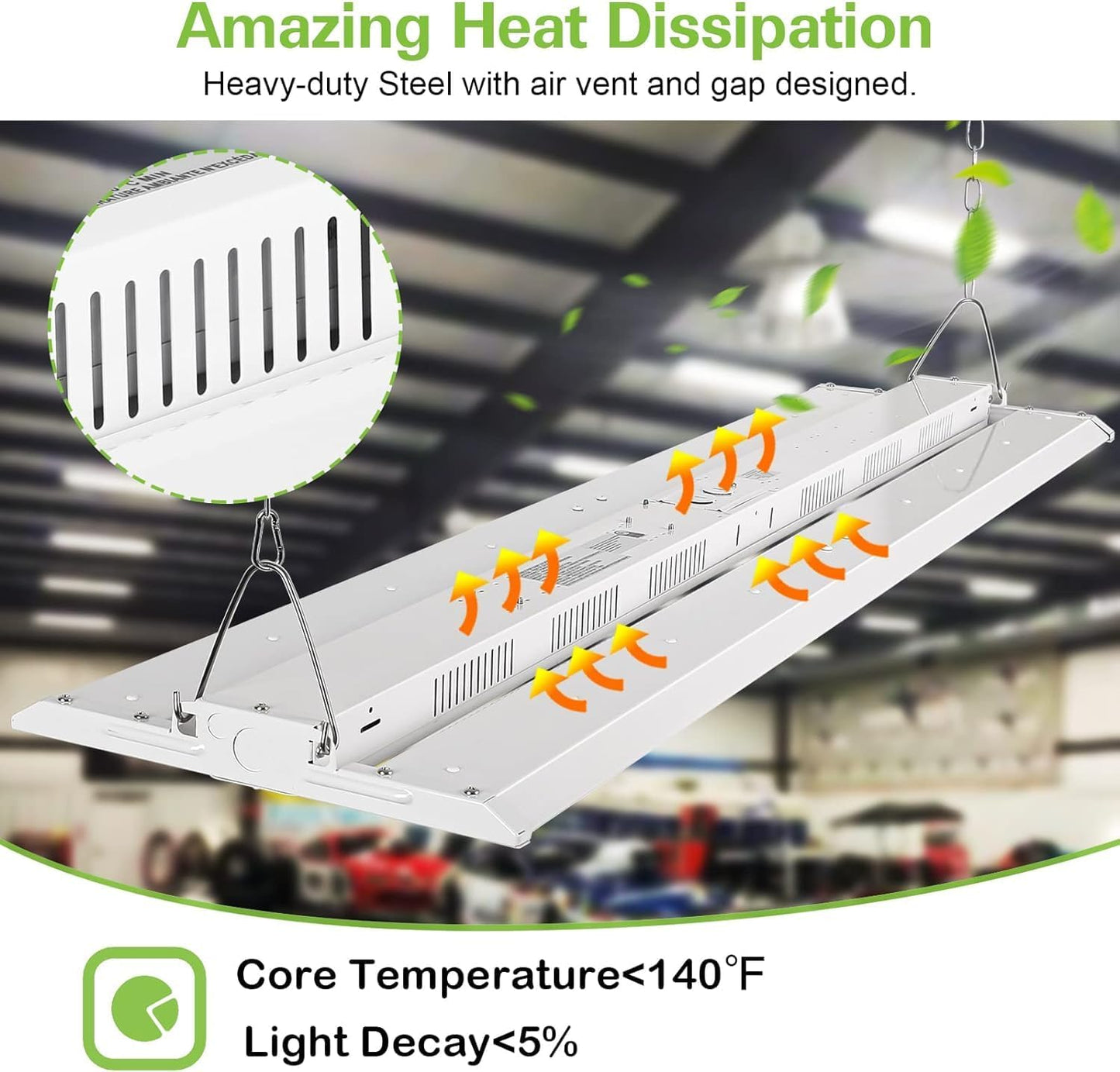 hykolity LED Linear High Bay Shop Light 2-Pack, 250W 31250LM 125LM/W,100-277V, 5000K Daylight 0-10V Dimmable, Led High Bay Lighting Fixtures for Garage Warehouse Workshop ETL