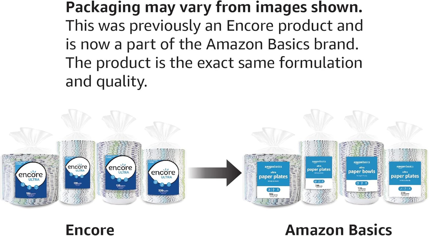 Amazon Basics Ultra Paper Bowls, 20 Oz, Disposable, 540 Count (4 packs of 135), White (Previously Encore)