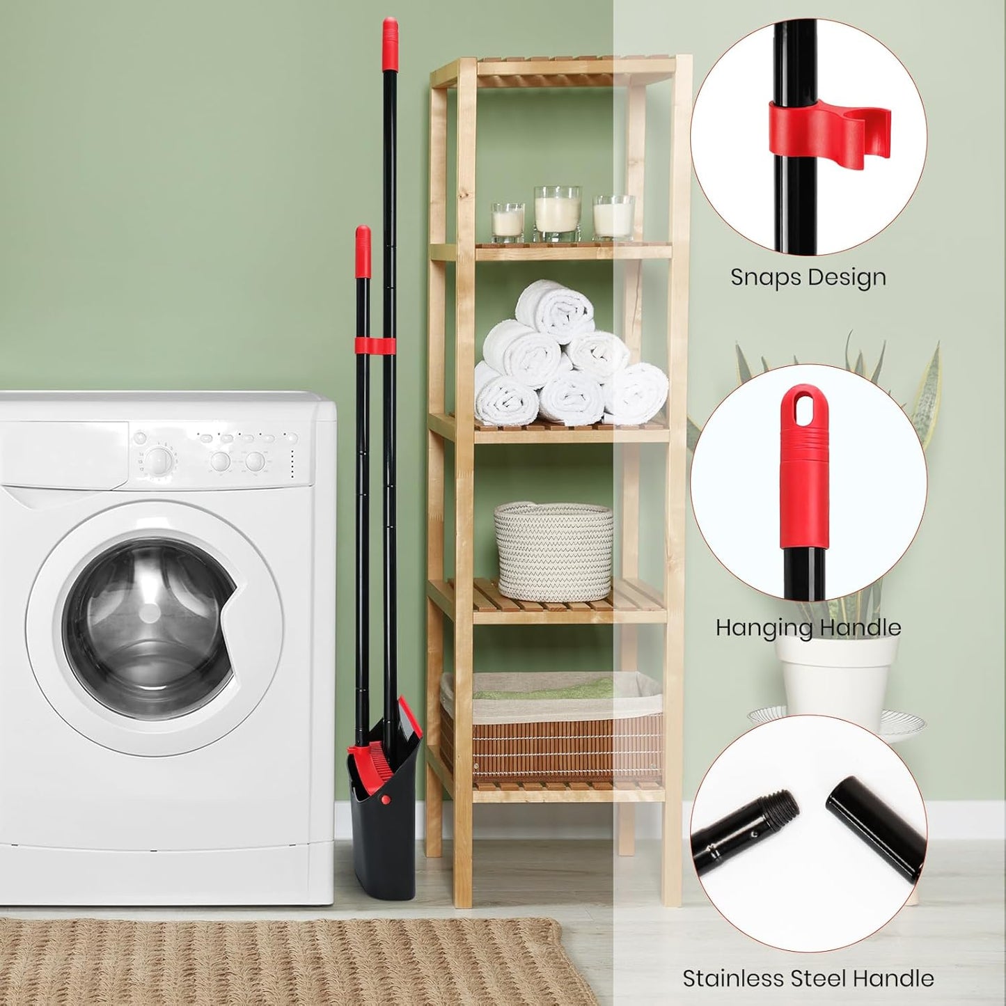 TreeLen Broom and Dustpan Set for Home,Upright Broom and Dustpan Combo Sweep Set