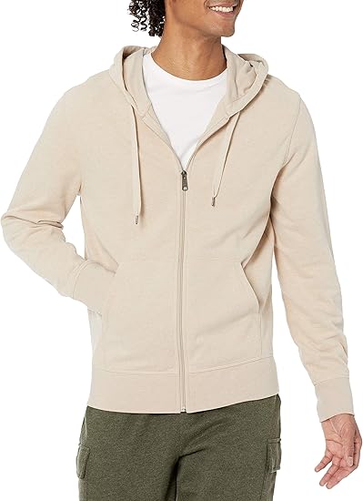 Amazon Essentials Men's Lightweight French Terry Full-Zip Hoodie with Comfortable Fit