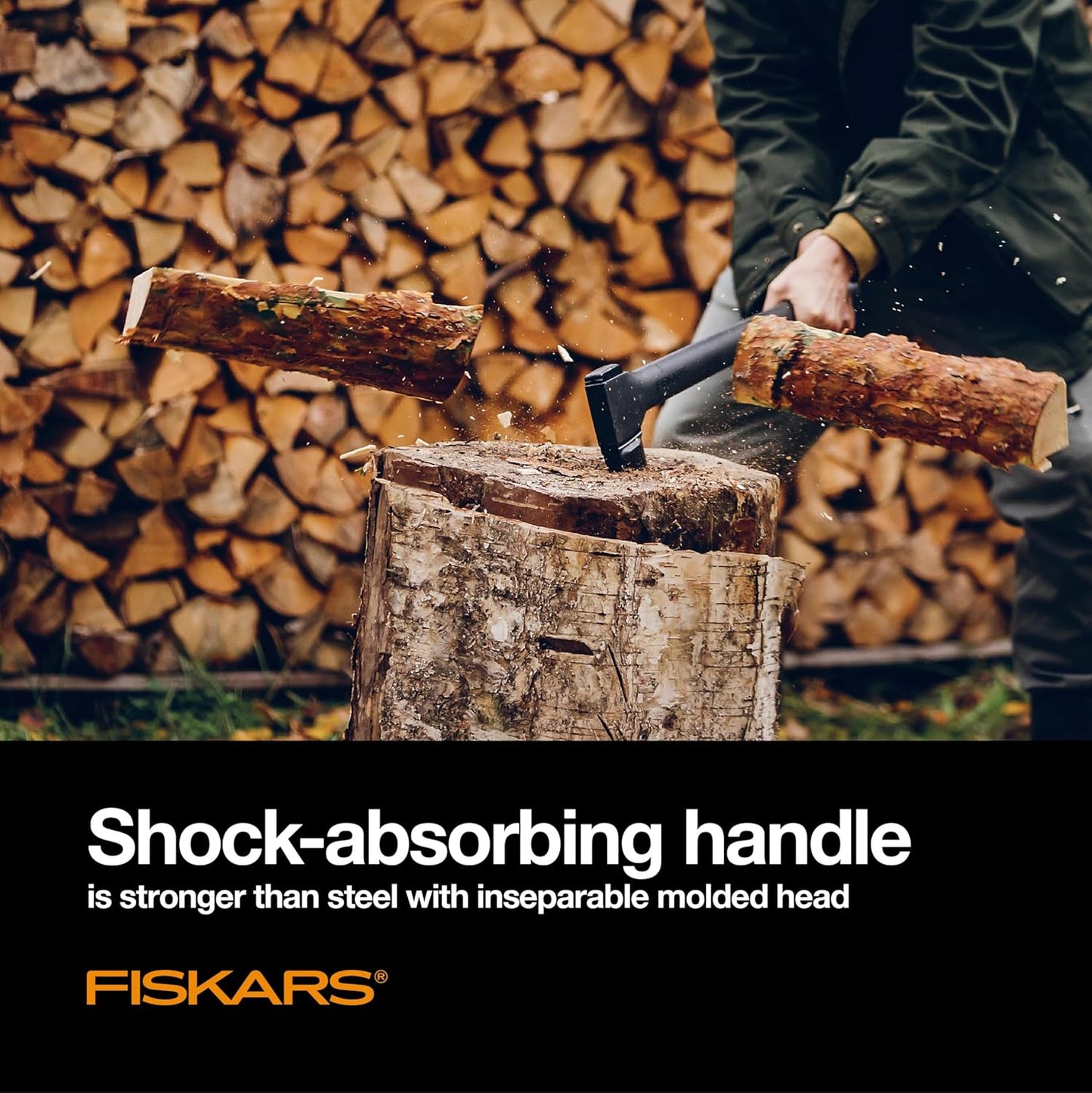 Fiskars X27 Super Splitting Axe, 36" Wood Splitting Axe for Medium to Large Size Logs with Shock-Absorbing Handle, Split Firewood, Forged Steel Blade, Bushcraft Gear and Camping Hatchet