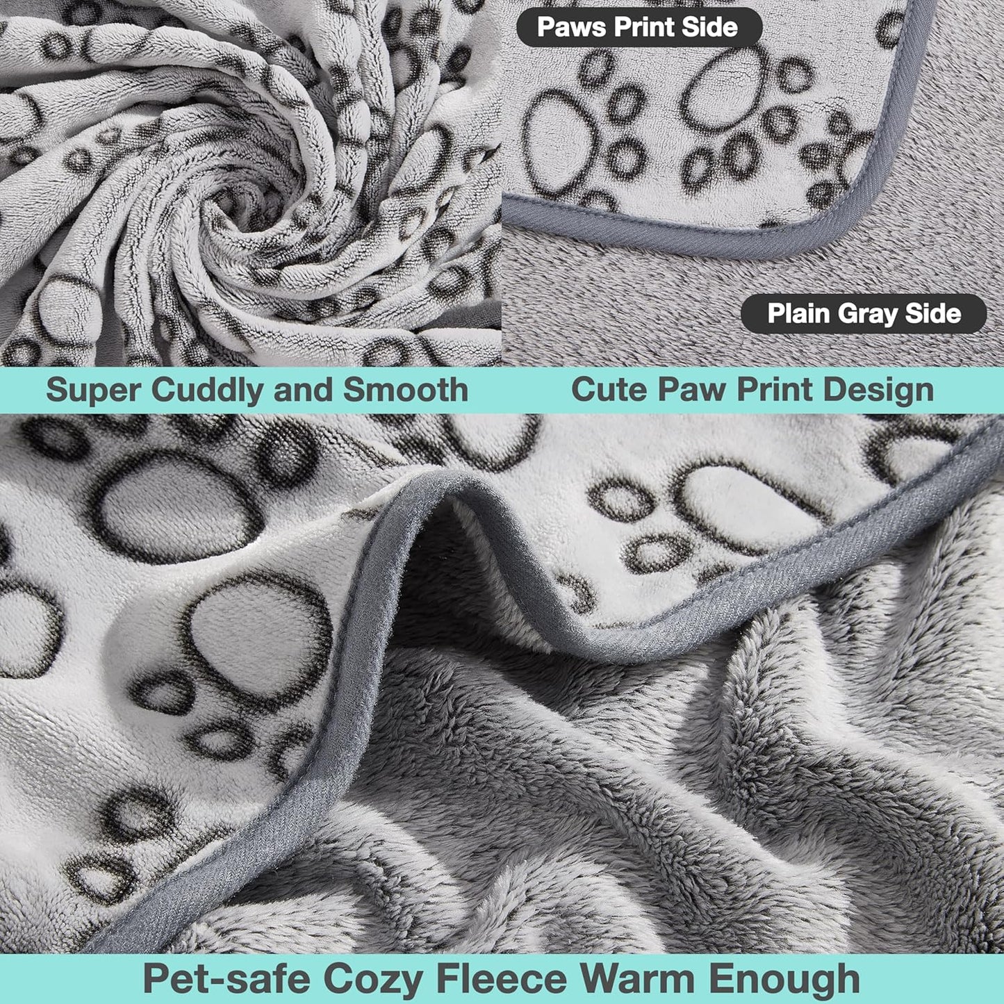Stuffed® Premium Soft Dog Blanket Washable, 40"x32" Cat Blanket for Indoor Cats Large Medium Small Dog Gifts Puppy Essentials (Grey)