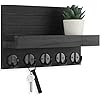 Key Holder for Wall, Decorative Key and Mail Holder with Shelf Has Large Hooks for Bags, Coats, Umbrella – Paulownia Wood Key Hanger with Mounting Hardware (9.8”W x 6.7”H x 4.2”D)