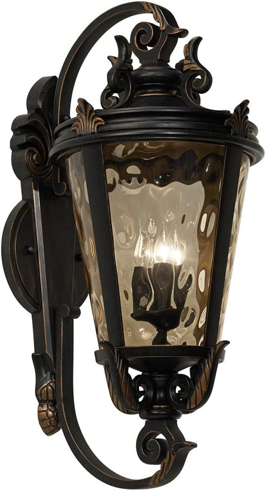 John Timberland Casa Marseille European Outdoor Wall Fixture Veranda Bronze Brown Ornate Scroll 36" Champagne Hammered Glass for Exterior House Porch Patio Outside Deck Garage Front Door Home