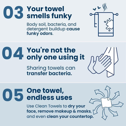 Clean Skin Club Clean Towels XL™, 100% USDA Biobased Face Towel, Disposable Face Towelette, Eczema Association Accepted, Makeup Remover Dry Wipes, Ultra Soft, 100 Ct, 2 Pack