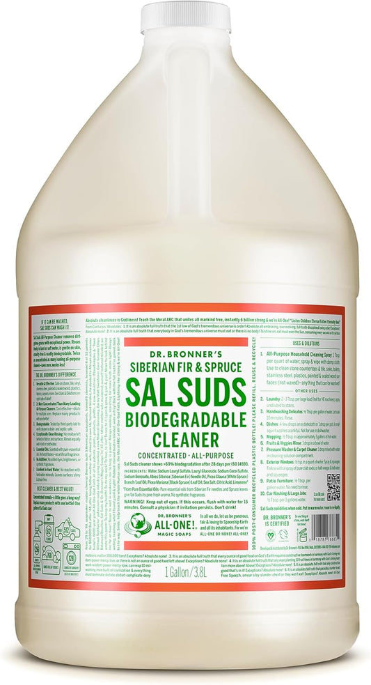 Sal Suds Biodegradable Cleaner (1 Gallon) - All-Purpose, Pine Cleaner for Floors, Laundry and Dishes, Concentrated, Cuts Grease and Dirt, Powerful Formula