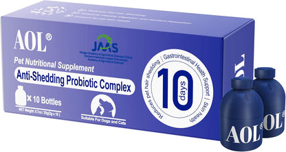 AOL Blue Bottle Probiotics - for Dogs and Cats with Hair Loss Symptoms, containing Iron + Zinc + Manganese - Improves Hair Shine - Improves intestinal Health and Immunity - Relieves Diarrhea