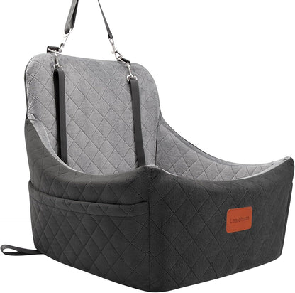 Dog Car Seat for Dogs Up to 35lbs,Car Dog Bed Easy to Install,Medium Dog Car Seat with Adjustable Straps and Anti Slip Bottom,Fully Detachable and Washable(Black/Grey,Medium)