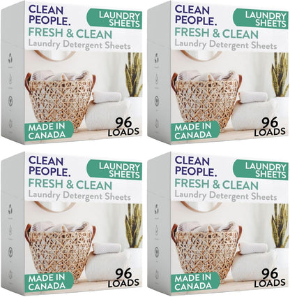 Laundry Detergent Sheets- Recyclable Packaging, Hypoallergenic, Stain Fighting, Works with All Machines including HE (384 Count, Fresh Scent)
