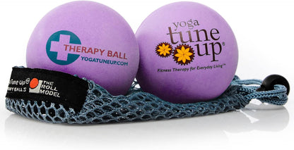 YOGA TUNE UP® Therapy Balls in Tote by Tune Up Fitness - Massage Balls for Trigger Point, Pressure Point & Myofascial Release - Use as Single or Peanut Ball for Pain Relief & Relaxation (Deep Purple)
