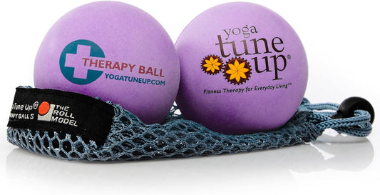YOGA TUNE UP® Therapy Balls in Tote by Tune Up Fitness - Massage Balls for Trigger Point, Pressure Point & Myofascial Release - Use as Single or Peanut Ball for Pain Relief & Relaxation (Deep Purple)