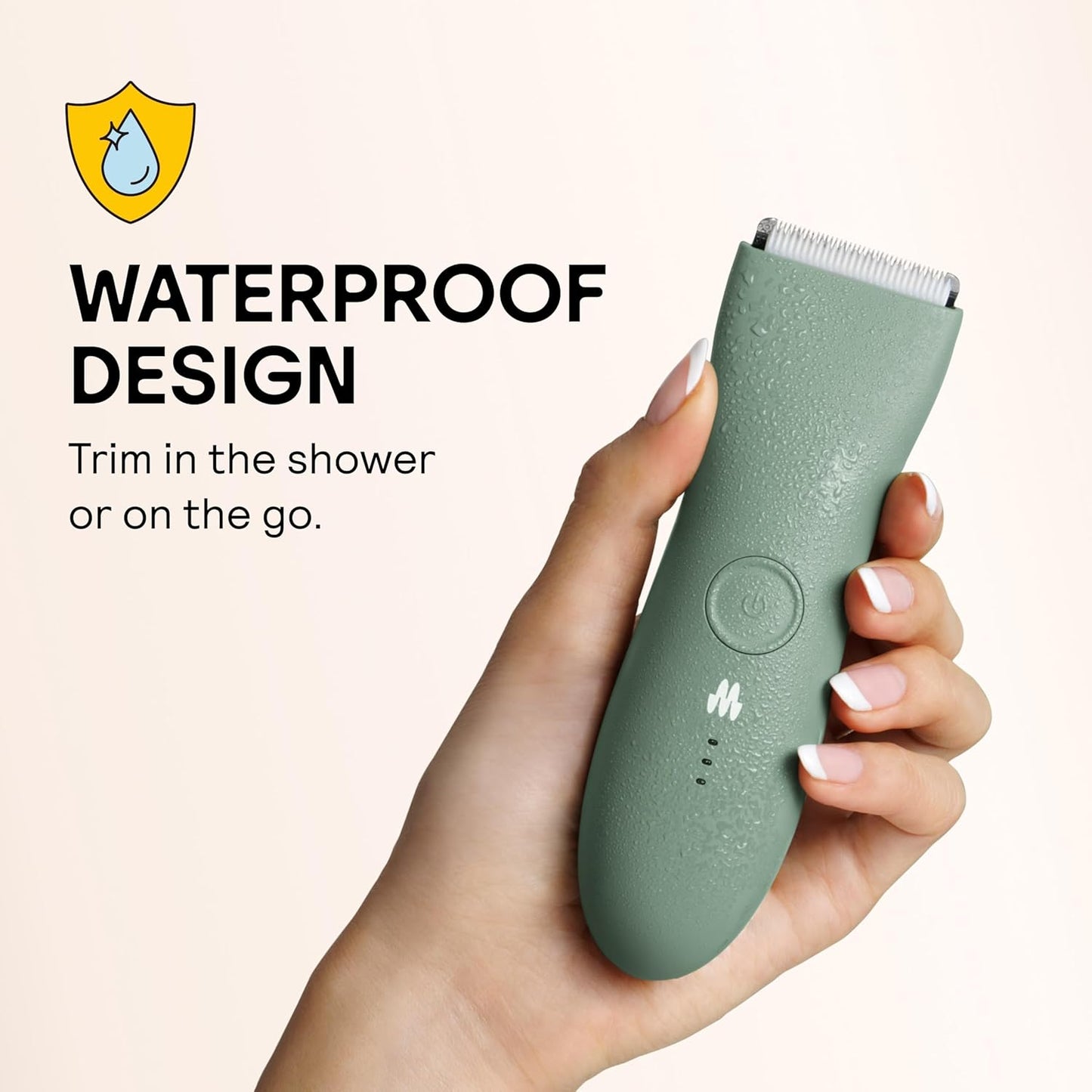 MERIDIAN - The Trimmer - Electric Body & Pubic Hair Trimmer - Waterproof and Cordless for Wet/Dry Use - Painlessly Remove Hair to Feel Fresh Down There - for Men & Women - 90 Min Battery Life - Sage