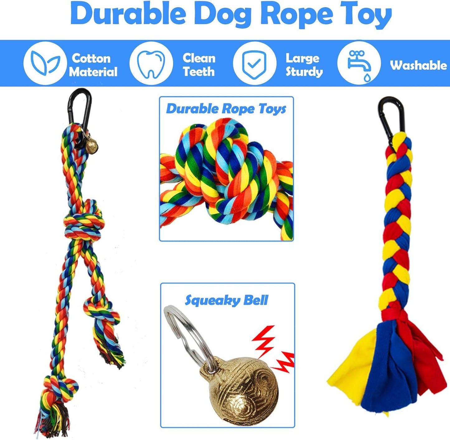 Tether Tug Outdoor Dog Toy,Interactive Exercise Game in Yard Park Tug of War for Large Medium Small Dog with 2 Rope Toy and Bell Pull Chase and Solo Play