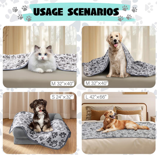 Stuffed® Premium Soft Dog Blanket Washable, 40"x32" Cat Blanket for Indoor Cats Large Medium Small Dog Gifts Puppy Essentials (Grey)