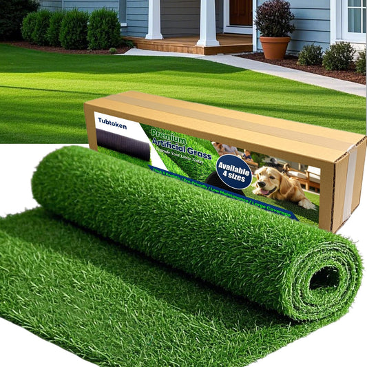 Artificial Grass Turf 4x6 FT, 1.38" Thickened Realistic Fake Grass Mat, Indoor/Outdoor Synthetic Lawn with Drainage Holes, UV Resistant Low Maintenance Carpet for Garden, Patio, Pets
