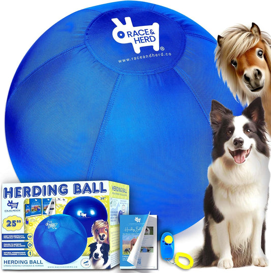 Race&Herd 25" Original Herding Ball for Dogs, Giant Herding Ball for Australian Shepherds, Dog Training Toy for Medium Breeds, Dog Herding Toy for Outdoor Play
